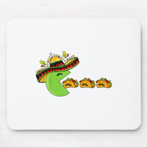 Sombrero Eating Funny Tacos With Moustaches Cinco Mouse Pad