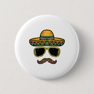 Sombrero Face Cinco De Mayo Mexican Fiesta Party K 6 Cm Round Badge