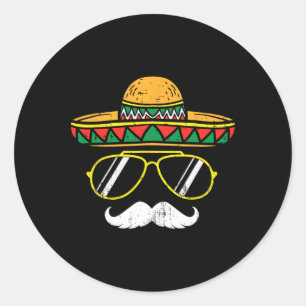Sombrero Face Cinco De Mayo Mexican Fiesta Party K Classic Round Sticker