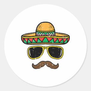 Sombrero Face Cinco De Mayo Mexican Fiesta Party K Classic Round Sticker