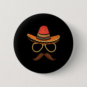 Sombrero Face Cinco De Mayo Mexican Fiesta Party M 6 Cm Round Badge