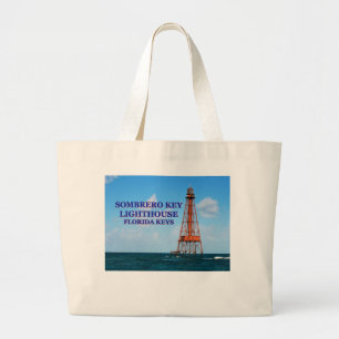 Sombrero Key Lighthouse, Florida Keys Large Tote Bag