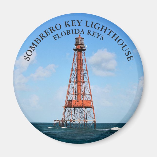Sombrero Key Lighthouse Florida Keys Round Magnet (Front)