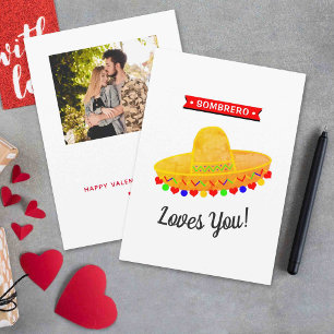 Sombrero Loves You Funny Whimsy Valentine's Day Holiday Card