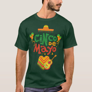 Sombrero Meican Guitar Cinco De Mayo May Fifth T-Shirt