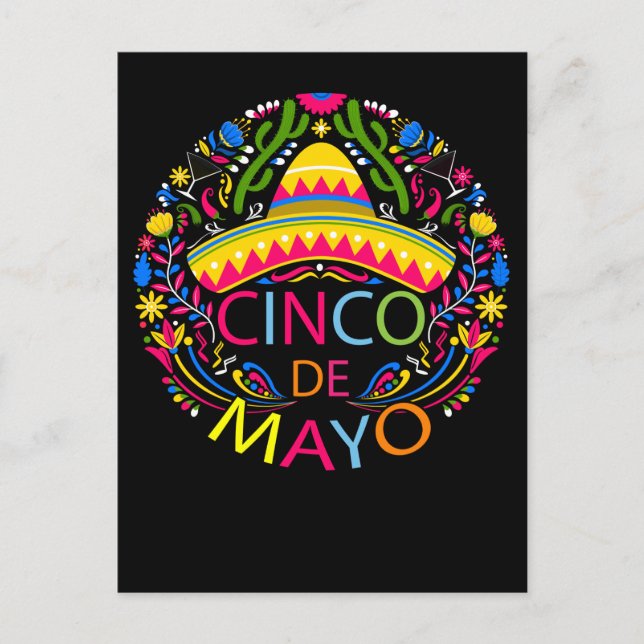 Sombrero Mexican Fiesta Happy Cinco De Mayo Party Postcard (Front)