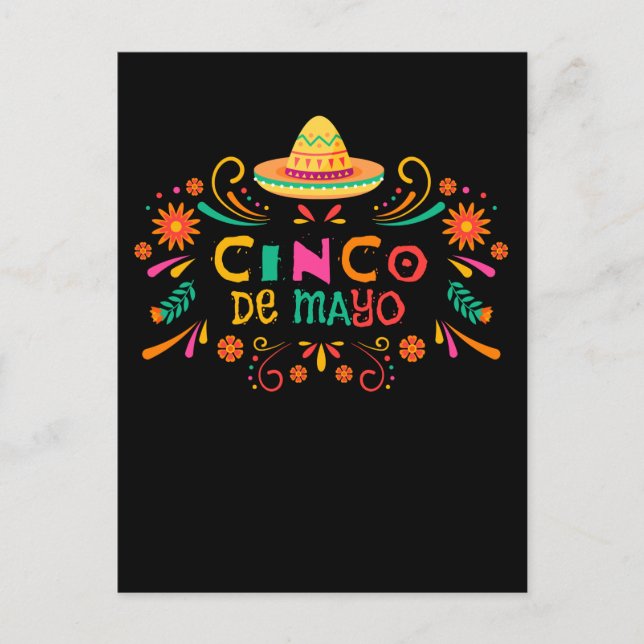 Sombrero Mexican Fiesta Happy Cinco De Mayo Postcard (Front)