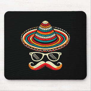 Sombrero Mustache Sungles Cinco De Mayo Fiesta Men Mouse Pad