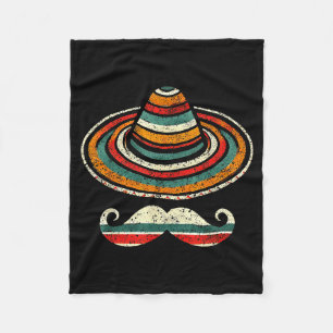 Sombrero Serape Cinco De Mayo Mustache Fiesta Men Fleece Blanket