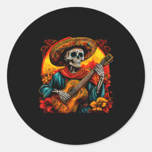 Sombrero skeleton mexico dia de los muertos classic round sticker