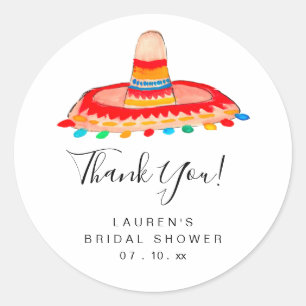Sombrero Thank You Bridal Fiesta  Classic Round Sticker