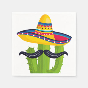 Sombrero wearing Cactus with Moustache Napkin