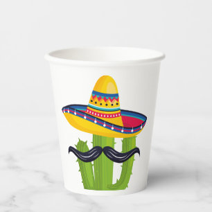 Sombrero wearing Cactus with Moustache Paper Cups