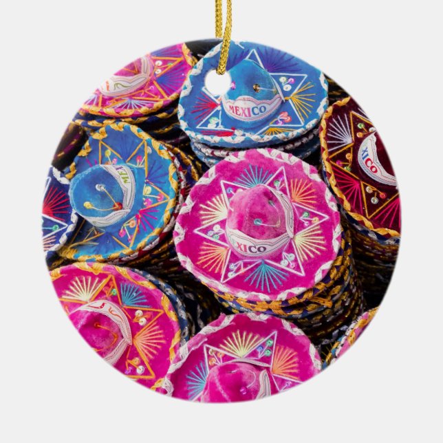 Sombreros In Mexico Ceramic Ornament (Front)