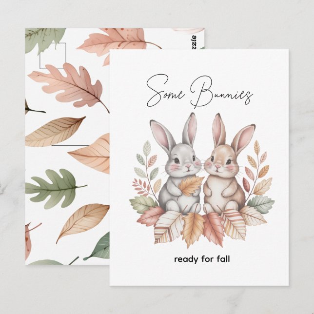 Some Bunnies Ready for Fall Postcard (Front/Back)