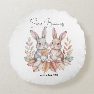 Some Bunnies Ready for Fall Round Cushion