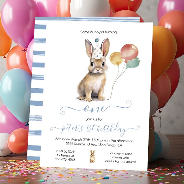 Some Bunny 1st Easter Spring Birthday Party Invitation (Creator Uploaded)