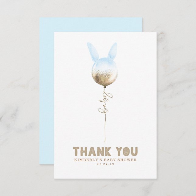 Some Bunny Balloon Baby Shower Small Thank You (Front/Back)