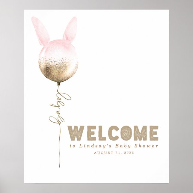 Some Bunny Balloon Baby Shower Welcome Sign (Front)