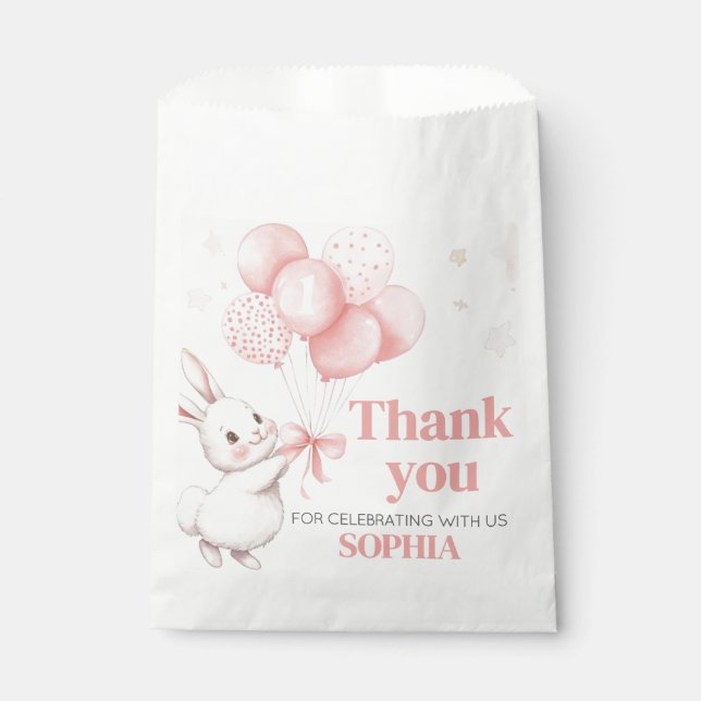 Some Bunny Balloon Birthday Party Square Favour Bag (Front)