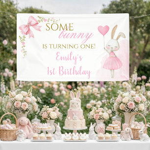Some Bunny Banner Pink Bow Coquette Ballerina