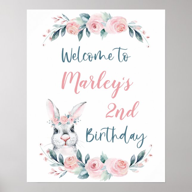 Some Bunny Birthday, Any Age Welcome Sign (Front)