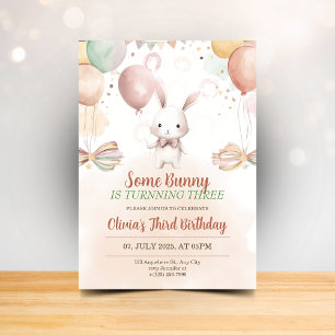 Some Bunny Birthday Daisy Pastel Rabbit Invitation
