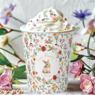 Some Bunny Birthday floral-customisable Paper Cups