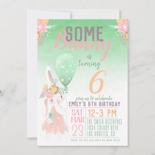 Some Bunny Birthday Invitation (Front)