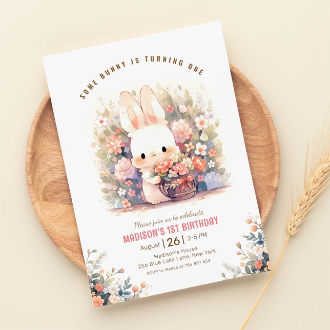 Some bunny birthday little rabbit birthday invitation (Creator Uploaded)
