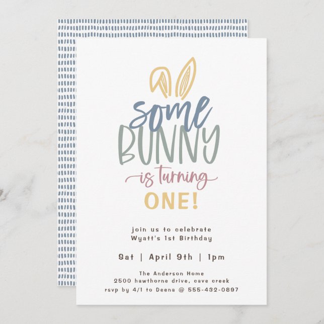 Some Bunny Birthday Party Invitation (Front/Back)
