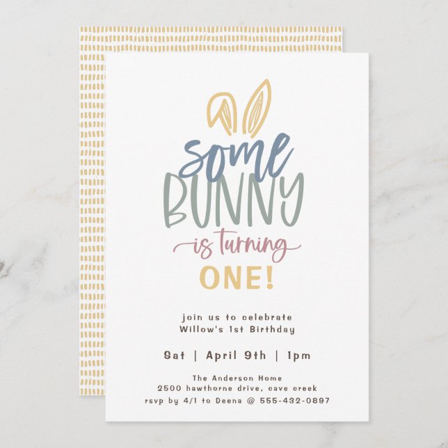 Some Bunny Birthday Party Invitation (Front/Back)