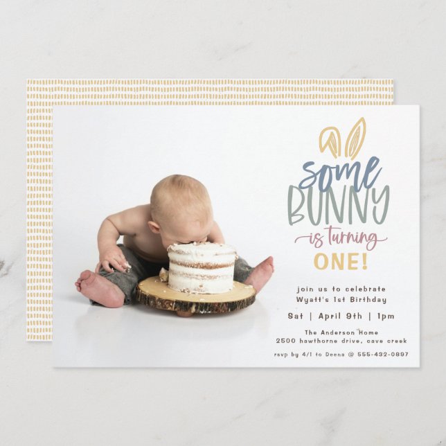 Some Bunny Birthday Party Photo Invitation (Front/Back)