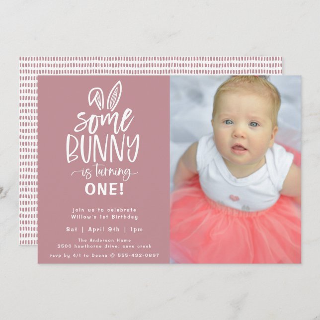 Some Bunny Birthday Party Photo Invitation (Front/Back)