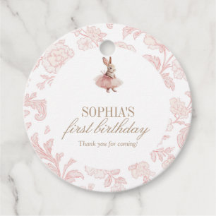 Some Bunny Birthday Pink Bunny Party Favour Tags