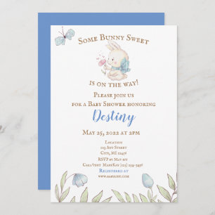 Some Bunny Blue Baby Shower Invitation