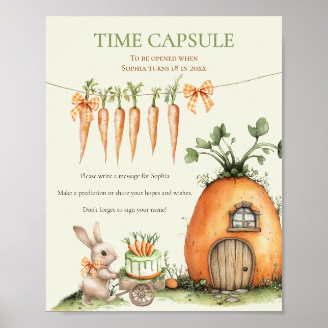 Some Bunny Carrot 1st Birthday Time Capsule Poster (Front)
