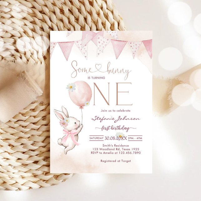 Some Bunny First 1st Birthday Invitation (Creator Uploaded)