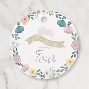 Some Bunny Floral Garden Girl Birthday White Favour Tags