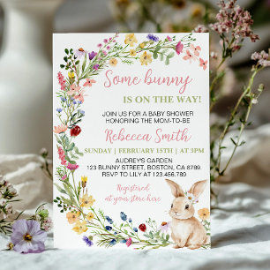 Some Bunny Floral Rabbit Baby Shower Invitation