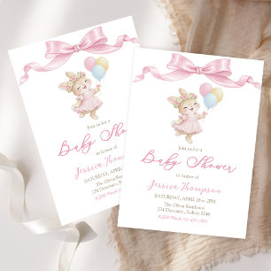 Some Bunny Girl Pink Baby Shower Party Invitation