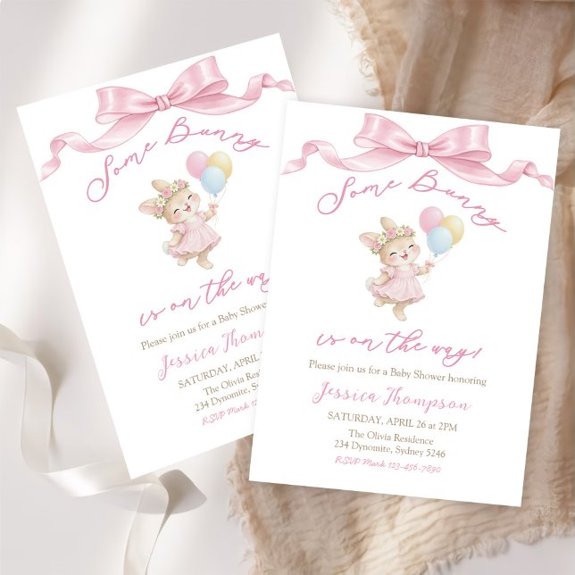 Some Bunny Girl Pink Baby Shower Party Invitation (Creator Uploaded)