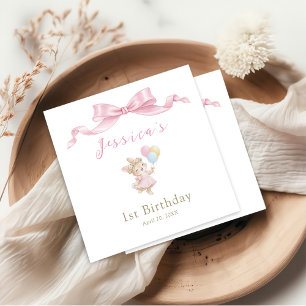 Some Bunny Girl Pink is Turning One Birthday Napkin