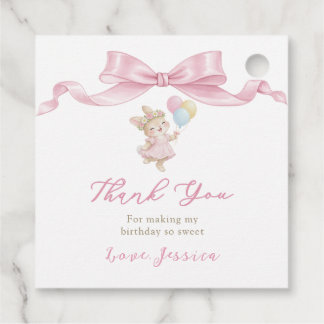 Some Bunny Girl Pink is Turning One Birthday Thank Favour Tags