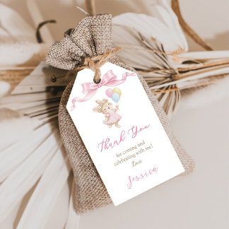Some Bunny Girl Pink is Turning One Birthday Thank Gift Tags