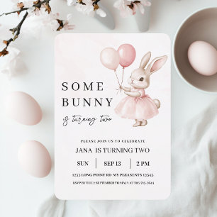 Some Bunny Is Having a Birthday Pastel Pink Invitation