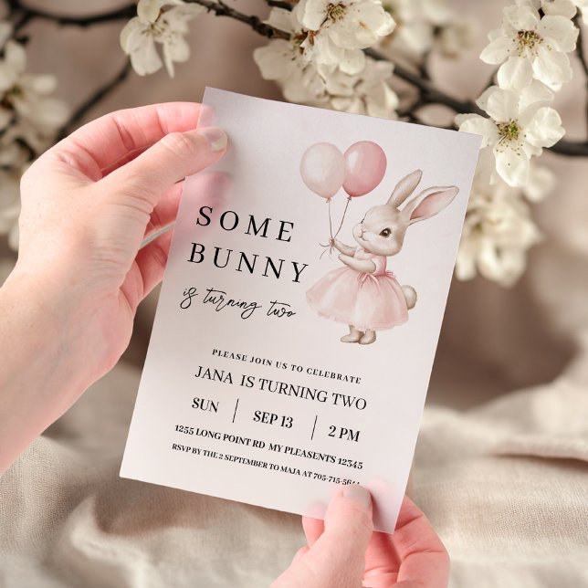  Some Bunny Is Having a Birthday | Pastel Pink Vellum Invitations (Creator Uploaded)