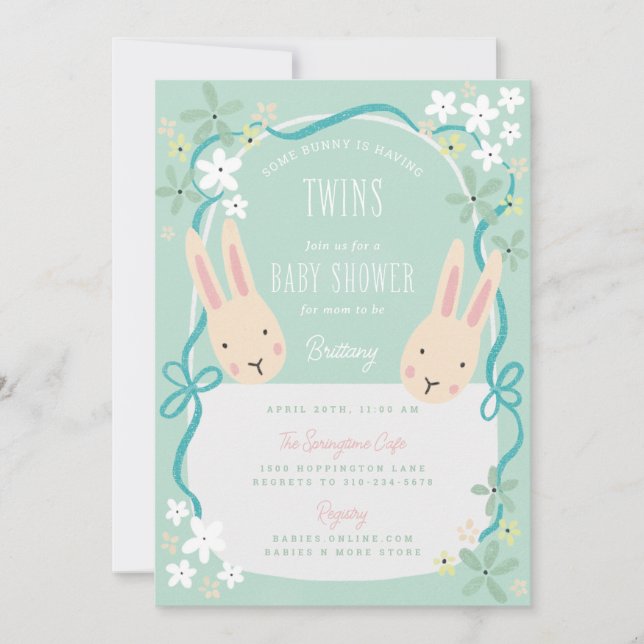Some Bunny is Having Twins Baby Shower Invitation (Front)