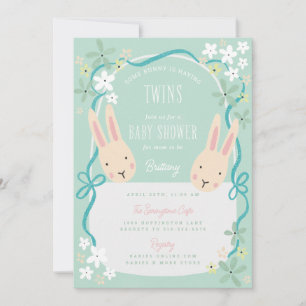 Some Bunny is Having Twins Baby Shower Invitation