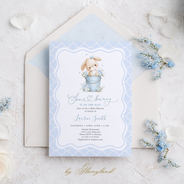 Some Bunny Is On The Way Baby Shower Boy Invitation (Creator Uploaded)